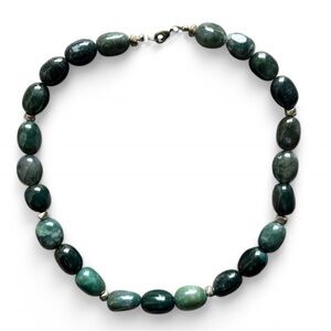 Soapstone Green Smooth Oval Beaded Eclectic Maximalism Chunky Necklace